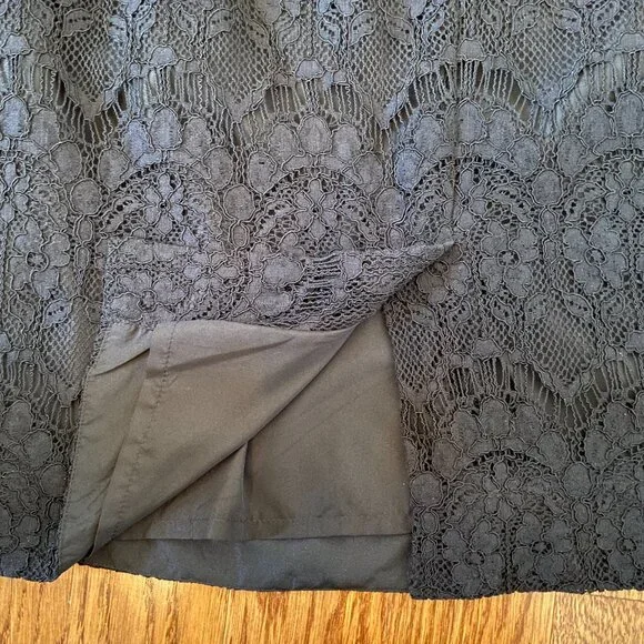 J. Crew Black Lace Floral Eyelet Above Knee Skirt Lined Preppy Holidays Cotton - Picture 9 of 10